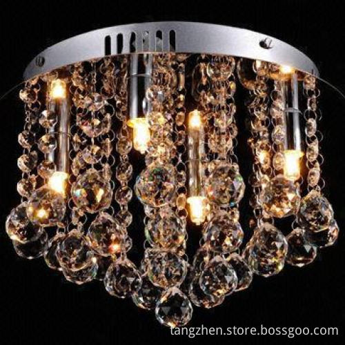 Modern simple LED K9 crystal round ceiling light with 110 to 220V voltage